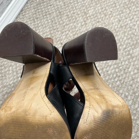 Tommy Hilfiger heels peep toe black brown size 9.5 - Picture 6 of 10